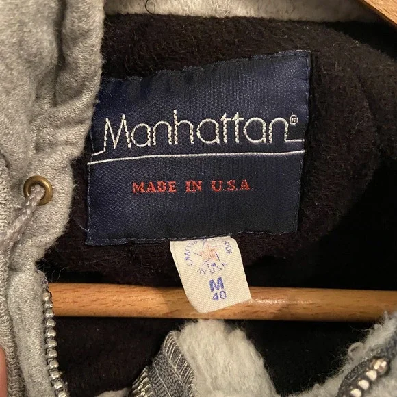 Manhattan vintage fleece hooded men's jacket Snap Up Bomber Aqua Teal